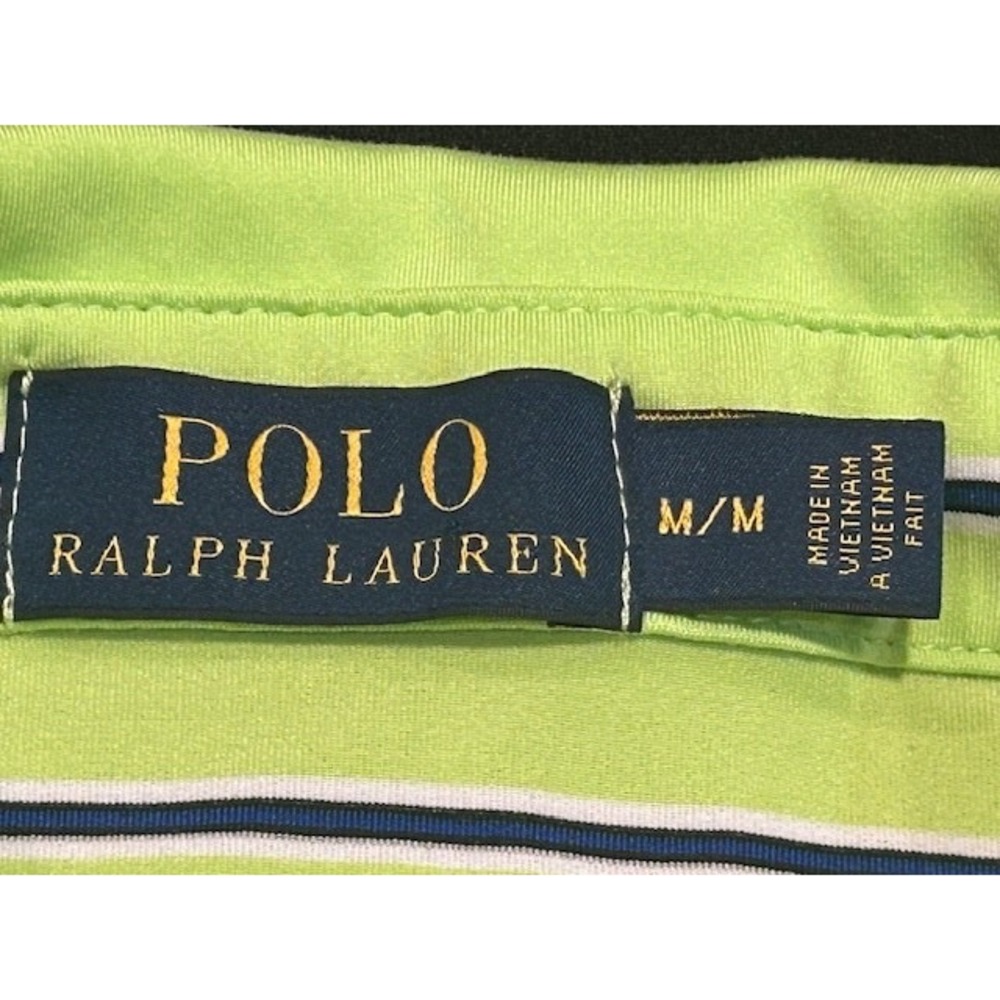 Polo Ralph Lauren Men's Striped Polo Shirt Neon Green Blue Pony Short Sleeve - M - Picture 7 of 12